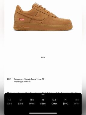Supreme x Nike Air Force 1 Low ‘Box Logo - Wheat’ Sneakers